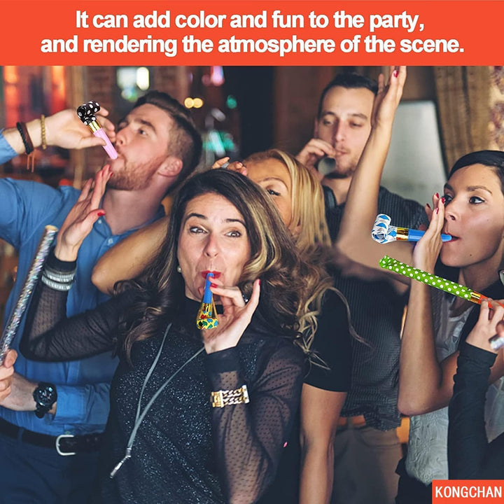 25Pcs Party Blowers,Colourful Noisemakers Party Blowouts Squawkers Fringed Noise Maker,Birthday Noisemakers Birthday Blow Horns Party Whistles