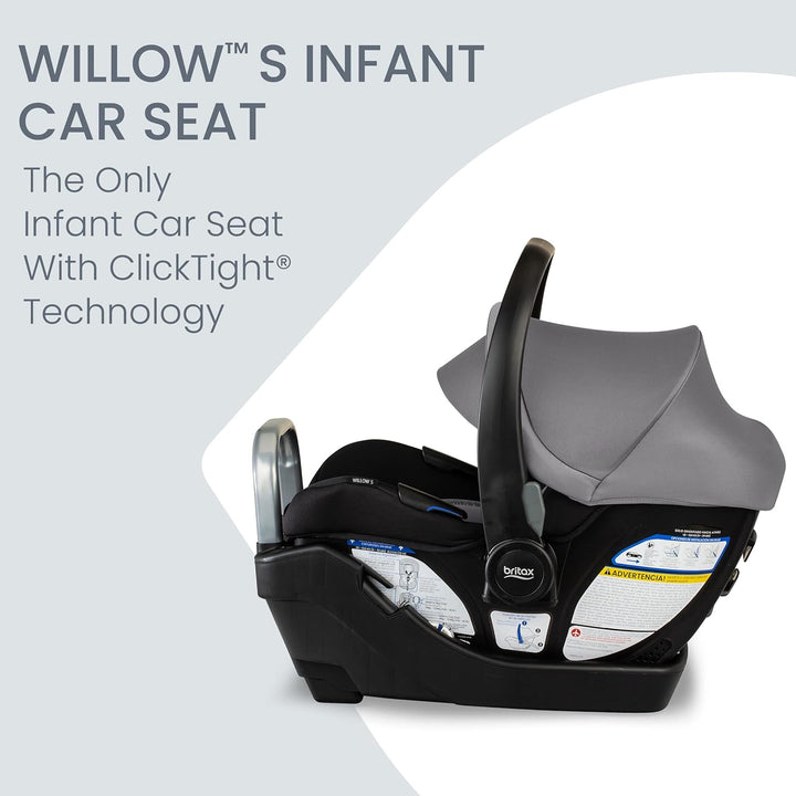 Willow S Infant Car Seat with Alpine Base, Clicktight Technology, Rear Facing Car Seat with Rightsize System, Graphite Onyx