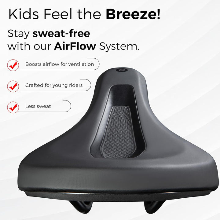 Kids Bike Saddle Youth Replacement Bike Seat Kids Bicycle Seat with Ergonomic Design -3 Zone Concept - Waterproof, Enhance Young Little Riders for BMX, MTB & Road 16" to 24"