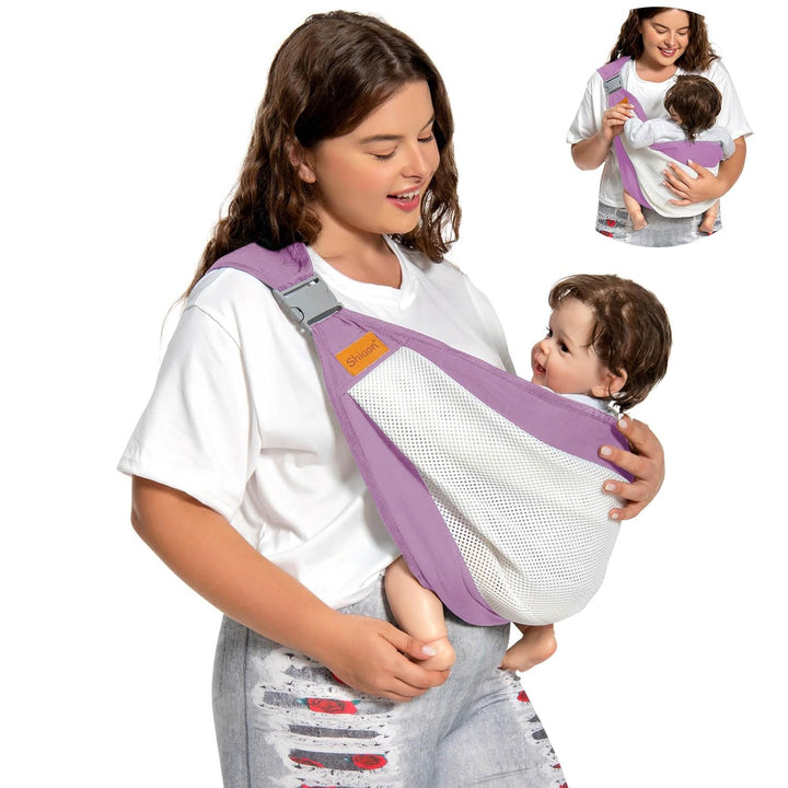 Baby Sling Carrier, Baby Carrier Newborn to Toddler(7-45Lbs), Toddler Carrier with Safety Buckle, One Shoulder Adjustable Shoulder Strap, One Size Fits All, Grey