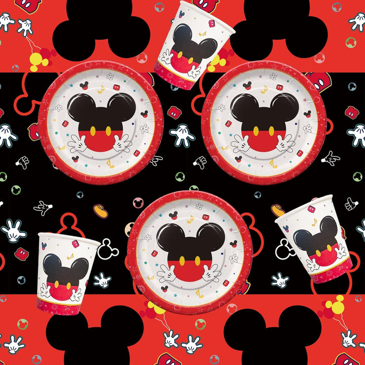 3PCS Mouse Party Tablecloth, Black Red Plastic Tablecover Disposable Table Cloths Decor for Boys 1St 2Nd 3Rd Party Decorations Supplies, 86.6 X 51.2In