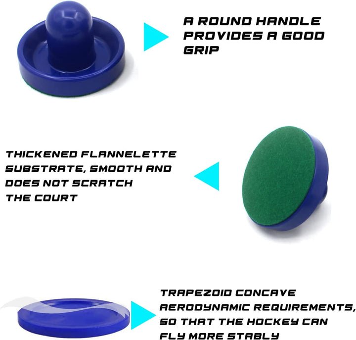 Air Hockey Pushers and Pucks - Air Hockey Paddles and Goal Handles Replacement Accessories for Game Tables (4 Pushers, 8 Pucks)