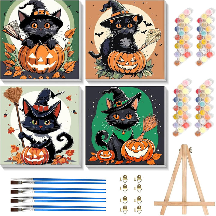 4 Pack Butterfly Paint by Number for Kids with Wooden Frame, Paint by Numbers for Kids Butterflies Ages 4-8-12, Easy Painting with Numbers DIY Acrylic Oil Painting Kits for Home Wall Decor (8X8 Inch)