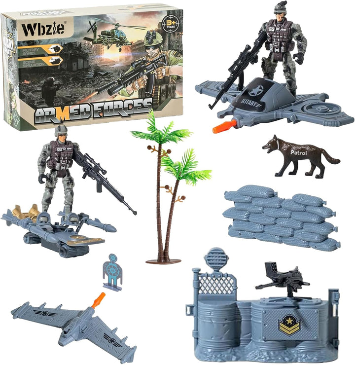Military Soldier Men Action Figures, 11PCS US Army Soldier Plastic Figure Set Military Base Playset Vehicles Play Combat Toys, Army Toy Set for Kids Boys Age 3 4 5 6+