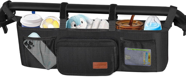 Universal Stroller Organizer with Cup Holder: Baby Travel Essential, Stroller Caddy with Shoulder Strap, Stroller Accessories Fit Uppababy, Baby Jogger Doona, Nuna, Britax, BOB Stroller