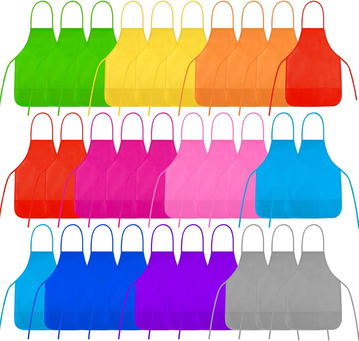 10/20/30 Pcs Kids Painting Apron Kid Art Aprons Toddler Paint Apron Smock with 2 Pockets for Cooking Painting Craft
