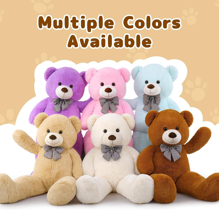 Giant Big Teddy Bear 4 Feet 47 Inch Life Size Tan Plush Bear Brown Stuffed Animal for Children Boyfriend