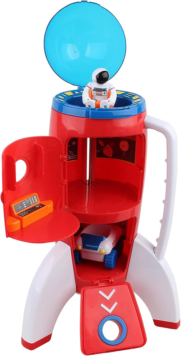 Spaceship Rocket Toy Playset with 2 Astronauts and Rover Vehicle - Lights and Sound, Carrying Handle Play and Explore Space- Space Adventure Series by
