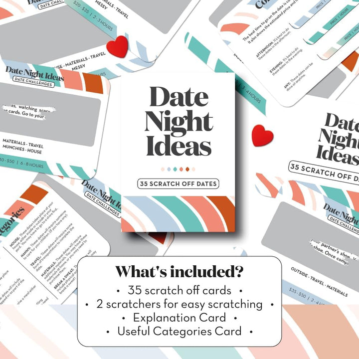 Romantic & Fun Scratch off Date Night Ideas Card Game, Perfect Couple Gifts for Her or Him, Couple Gifts for Boyfriend, Girlfriend, Wife, Husband, Engagement, Birthday or Anniversaries