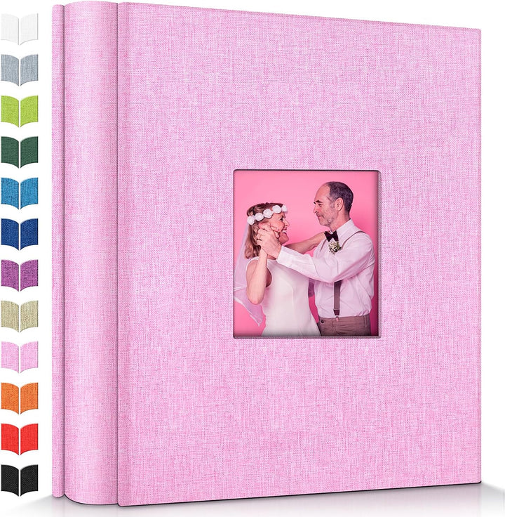 Photo Album 4X6 with 300 Pockets,Slip-In Picture Albums,Linen Cover Memory Book with Front Window,White Page Vertical Photo Book for Wedding,Family,Anniversare,Baby,Vacation