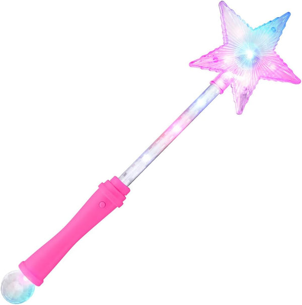 Pink Super Star Princess LED Light up Magic Wand for Kids