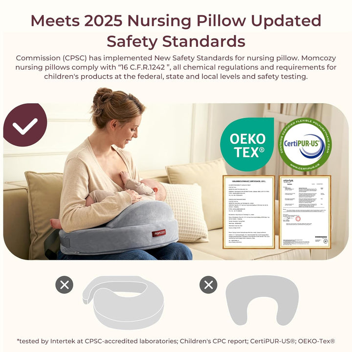 Exclusive Memory Foam Nursing Pillow - Pioneering Safety Fence-Plus Size Breastfeeding Pillow for Ergonomic Comfort & Support-Easier and Healthier Nursing - Fit for All, Removable Cover