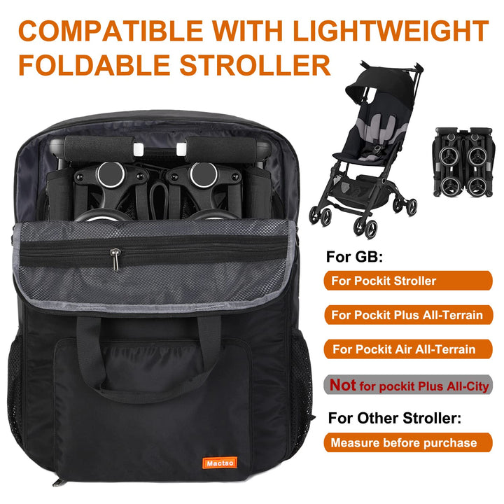Stroller Travel Bag Compatible with GB Pockit and GB Pockit Air plus All Terrain, Lightweight Stroller Travel Backpack for Airplane (Black, M)