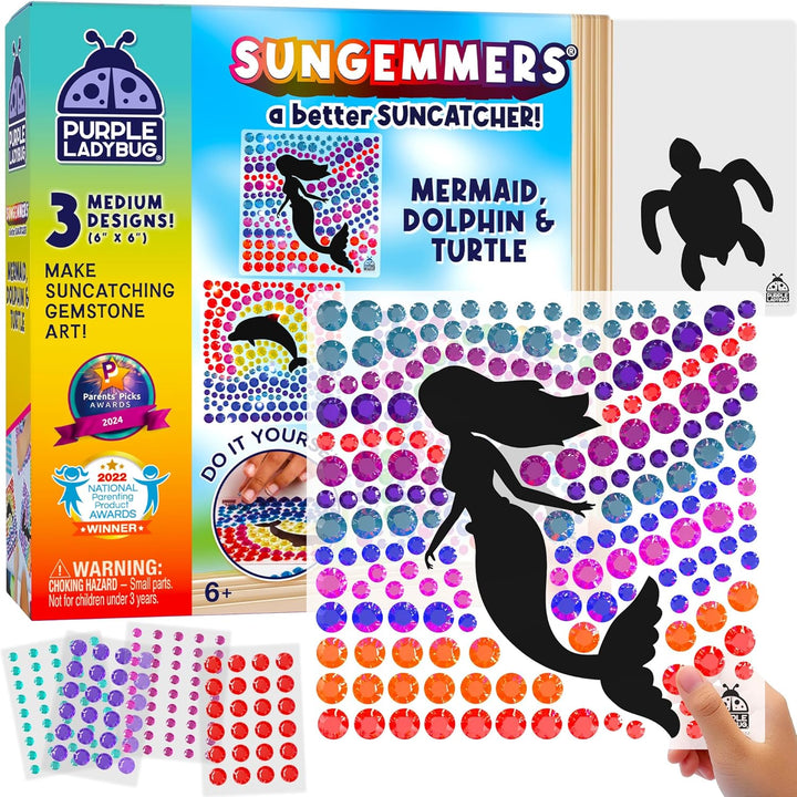 SUNGEMMERS Window Gem Art Suncatcher Kits - Summer Activities for Kids, Birthday Gifts for Girls & Boys, Crafts for Ages 4-10, Fun DIY Art Kit for Kids 6-12