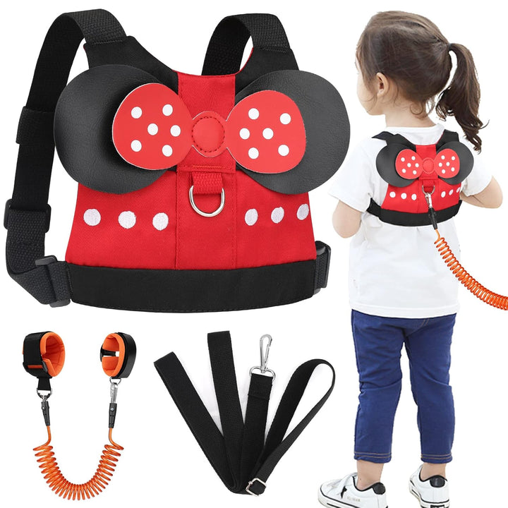 Toddler Leash Harness, Child Harness Baby Leash + Anti-Lost Wrist Link, Cute Kids Harness with Walking Assistant Strap Belt Tether for 1-5 Years Boys and Girls to Zoo or Mall