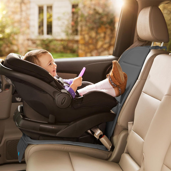 Child Car Seat Protector, Elite Seat Guardian with Grime Guard Fabric, Dark Grey