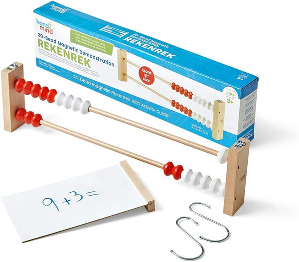 20-Bead Giant Magentic Rekenrek Demonstration Abacus, Colored Abacus for Math, Wooden Counting Math Manipulatives, Bead Counters for Math, Learn Counting and Numbers (Set of 1)