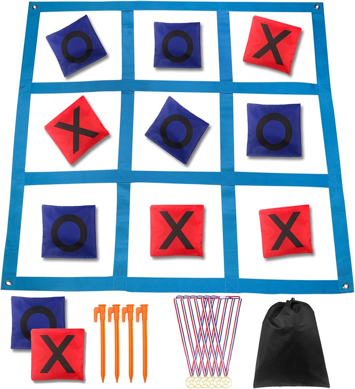 Outdoor Giant Tic Tac Toe Games for Kids Adults and Family, Large Carnival Yard Lawn Bean Bag Toss Game outside Field Day Birthday Party Backyard Easter Fall Festival Beach Fun Games
