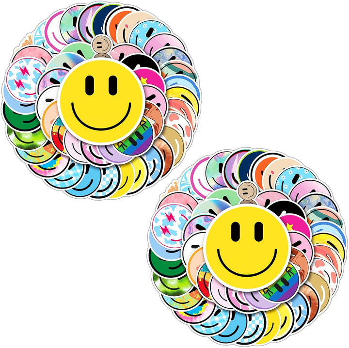 50PCS Smiling Stickers, Cute Water Bottle Stickers for Kids, for Teaching Rewards, Notebooks, Stationery, Luggage, Cartoon PVC Happy Stickers
