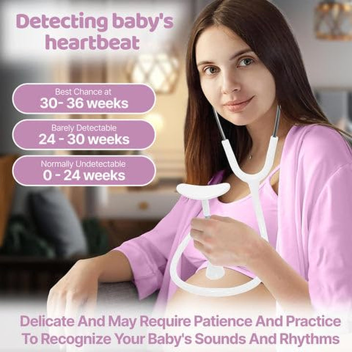 -Fetal Heartbeat Monitor, Fetoscope Heart Beat Monitors for Pregnancy Detection - 24 Weeks, Baby Heartbeat Monitor Pregnancy, at Home Fetal Heartbeat Monitor with the Stethoscope (White)