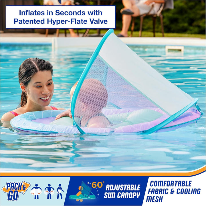 Baby Spring Float with Adjustable Canopy and UPF Sun Protection, Blue Lobster