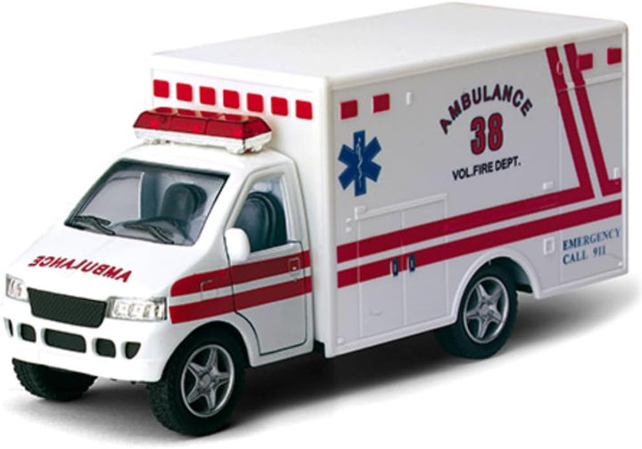 Rescue Team Ambulance 5" Die Cast Metal Cabin W/Pullback Action