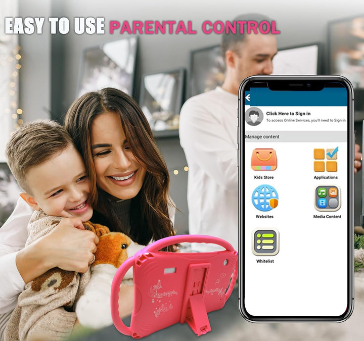 Kids Tablet 7 Inch Toddler Tablet for Kids 3-7 Wifi Android 32GB Kids Tablets Kids Learning Educational APP Pre-Installed Youtube Netflix Parental Control Kid-Proof Case