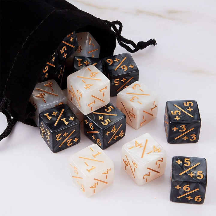 24 Pieces MTG Counters Dice +1/+1 Buff Tokens Black plus 1 Counter Magic Dice Set for MTG D6 TCG Cards Gaming Accessories