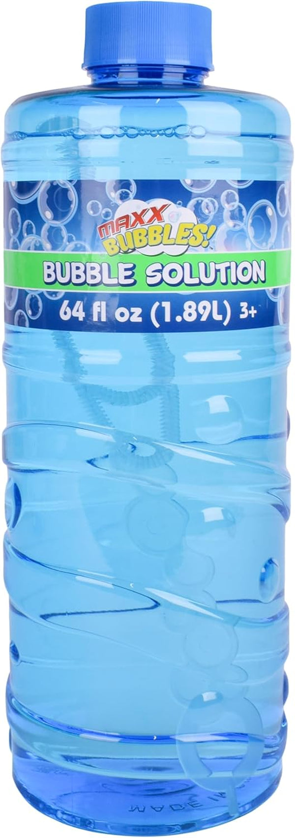 Bubble Solution Refill with Wand 64Oz Non Toxic (1/2 Gallon), Kids Easy Grip Bottle Refill for Bubble Machine, Bubble Wands, Bubble Toys
