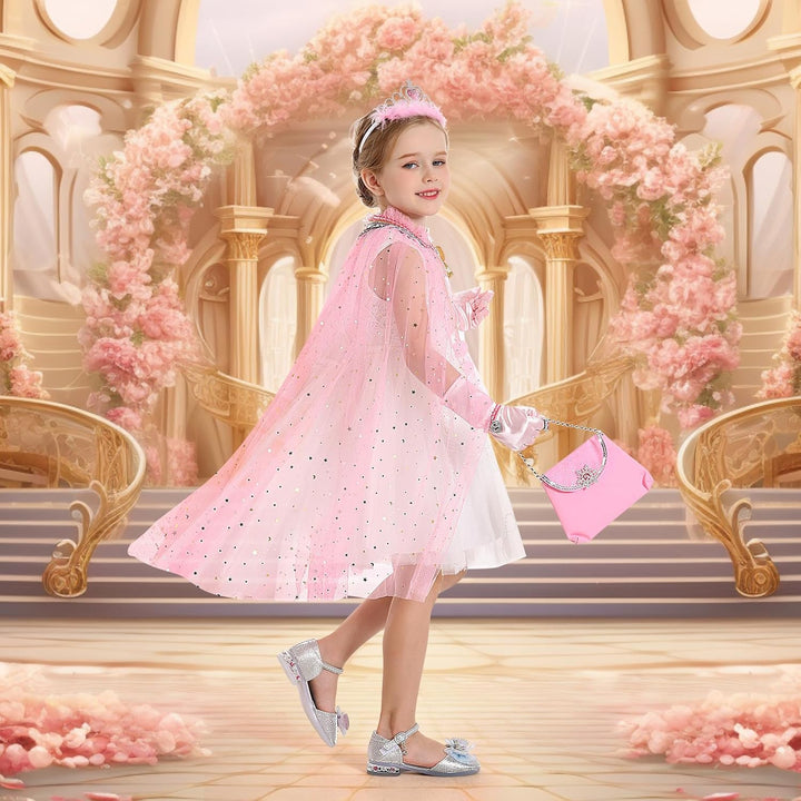 Princess Cape Set,12Pcs Princess Dress up Clothes for Little Girl, Princess Dresses for Girl 3-8 Years Birthday Gift