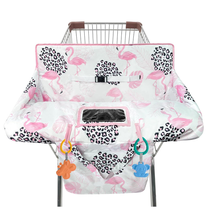Shopping Cart Cover for Baby,2-In-1 High Chair Cover Soft,Portable, and Machine Washable,Comfortable Cotton Seat Pad with Safety Harness and Portable Cloth Bag,Fits All Supermarkets and Restaurants