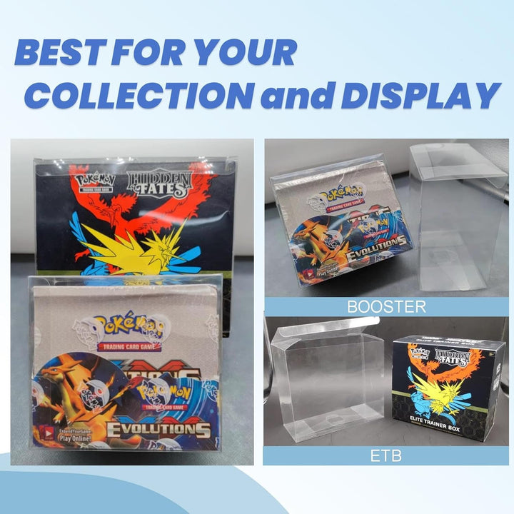 PET Elite Trainer Box Case Protectors - 10 Pack Clear PKMN Display Case - 0.5Mm Thick Crystal Clear Protection