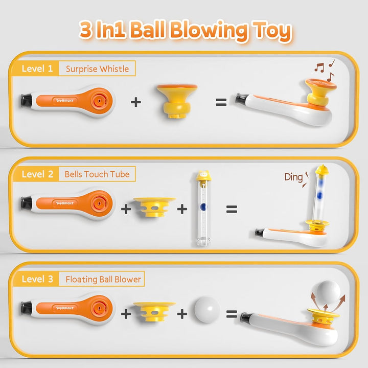 3 in 1 Sensory Toys for Toddler with Whistle, Ball Blowing, Floating Blow Pipe Balls – Autism Sensory Products, Fine Motor Skills, Toddler Toys for 3 4 5 Year Old Boys Girls Gifts