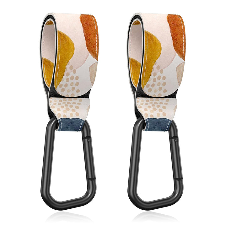 Baby Stroller Hooks for Hanging Bags, Universal Stroller Clips Accessories, Mommy Hook for Diaper Bag, Shopping Cart, Purse, Backpack - 2 Pack, Abstract Leaf