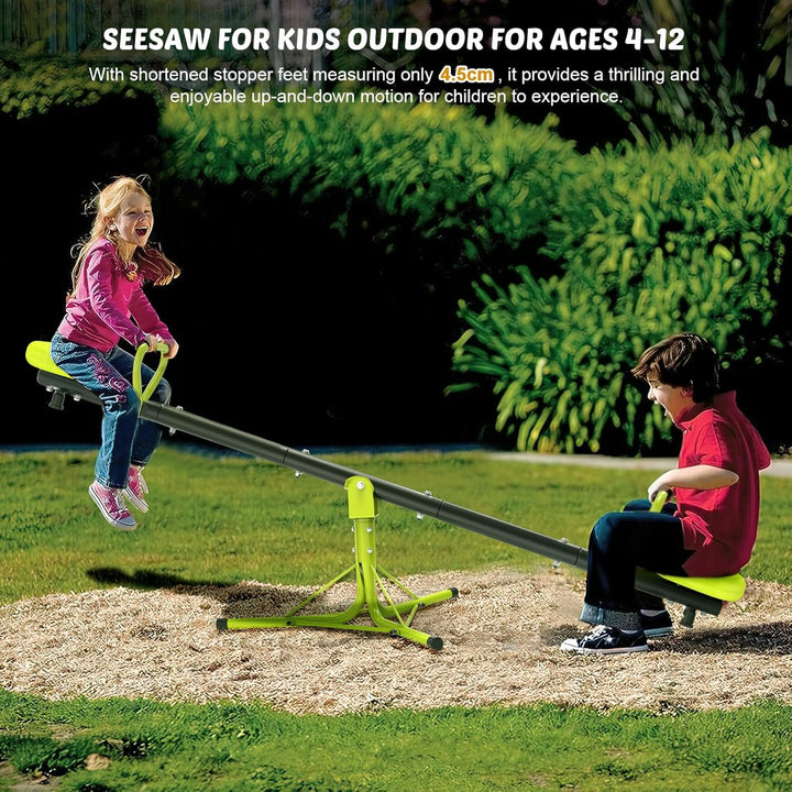 Teeter Totter Seesaw for Kids Outdoor for Ages 4-8 Toddler Seesaw Sit and Spin Teeter Totter outside Outdoor Toys Swiveling 360 Degrees Rotating for Children Age 3 4 5 6 7 8 (Light Green)