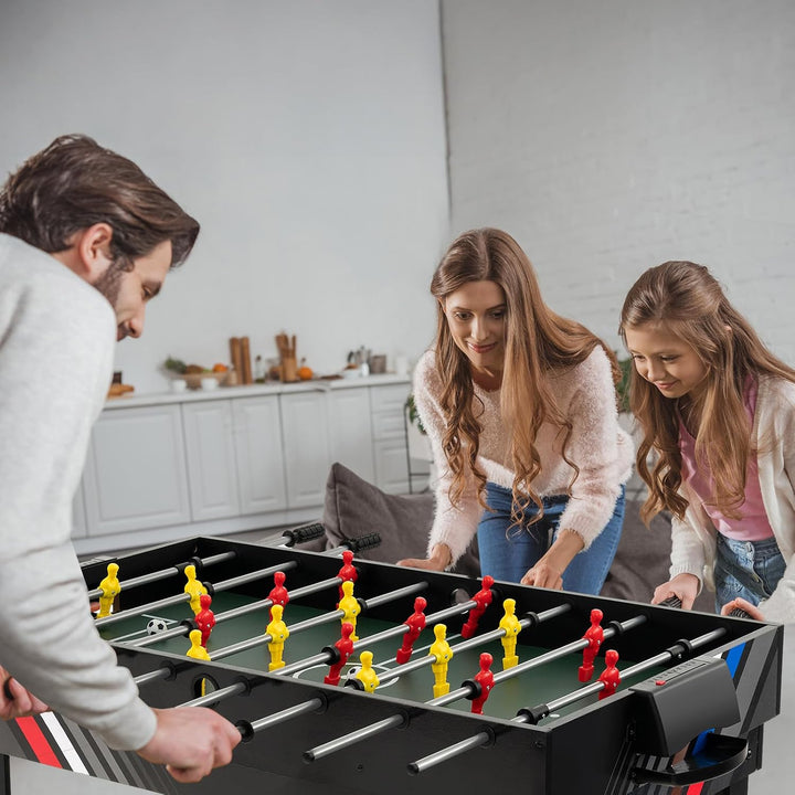 4 in 1 Multi Game Table, 49" Combo Game Table with Foosball Table, Pool Billiards, Air Hockey & Table Tennis for Kids Adults Family Game Room