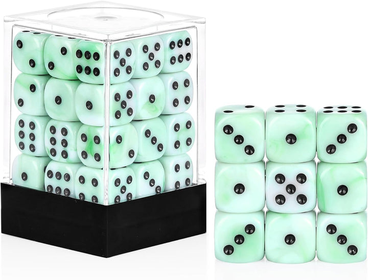 36 Pieces 12Mm 6 Sided Mini Dice Set,Pearl Pattern D6 Game Dice Set,6 Sided Standard Game Dice for Board Games Dice Games Classroom Teaching Dices Game, with Portable Gaming Box(Black)