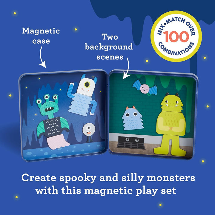 Magnetic Play Set, Monsters – Mix & Match Magnetic Game Board, Ideal for Ages 3+ – Includes 2 Magnetic Scenes and over 25 Magnet Pieces, Ideal Travel Activity for Kids