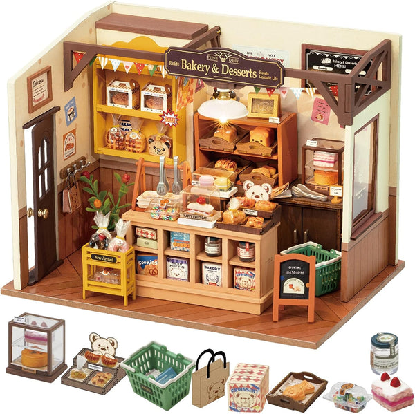 DIY Miniature Doll House Kit, Build Becka'S Bakery Diorama House Building Set with LED Room Hobby Craft for Aduls Uniue Gifts for Teens