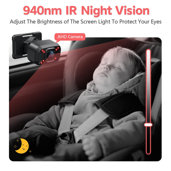 Baby Car Camera, Dual Channel 5 Inch Display with 2 IR Night Vision Camera, Easily Install Baby Car Mirror 1080P Clear Car Baby Camera for Rear Facing Seat Backseat ACZ403