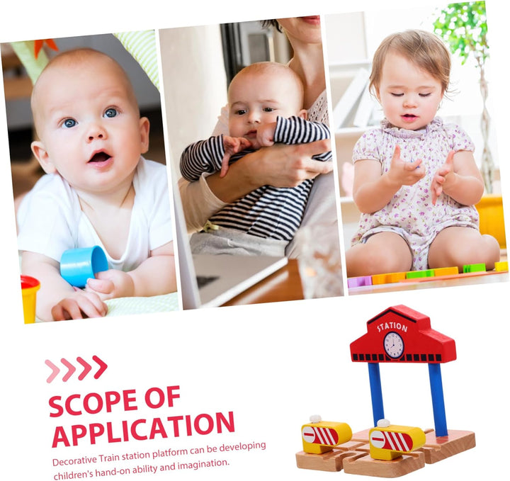 Wooden Railway Station Platform for Train Track Accessory Educational DIY Model for Imaginative Play and Problem Solving Early Learning Plaything