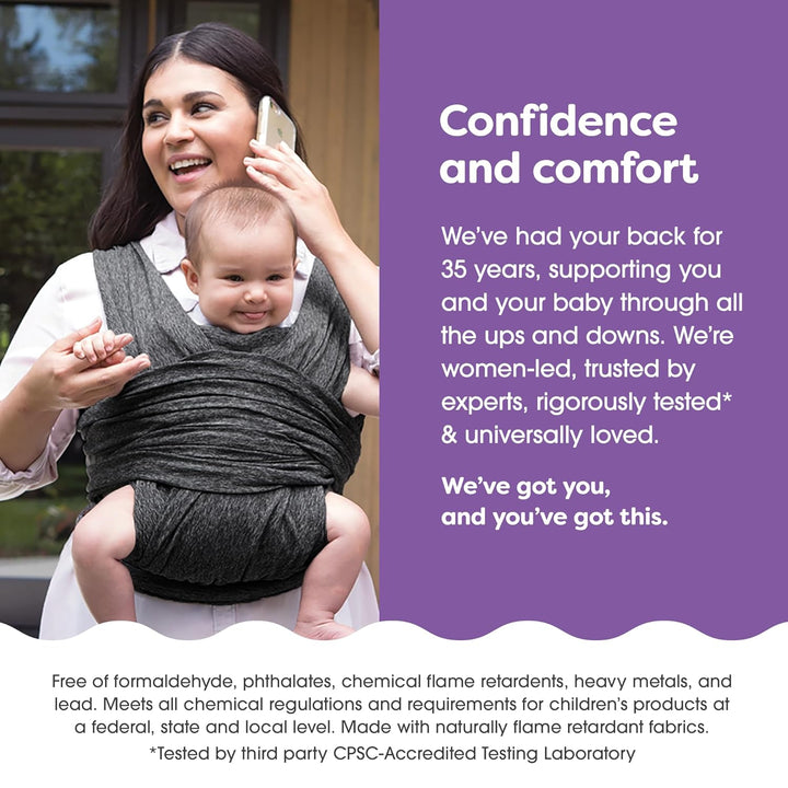 Comfyfit Adjustable Baby Carrier, 8-35Lbs, Heathered Gray, Hybrid Carrier, Newborn to Toddler with Adjustable Straps & Comfort of a Baby Wrap