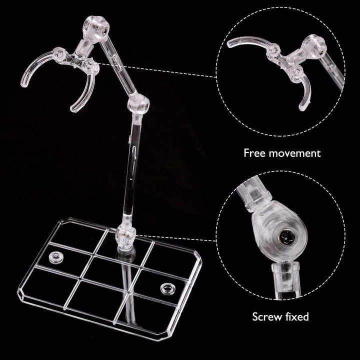 Action Figure Stand, 10Pcs Assembly Action Figure Display Holder Base Doll Model Support Display Stand Compatible with HG RG SD SHF Gundam 1/144 Toy Clear