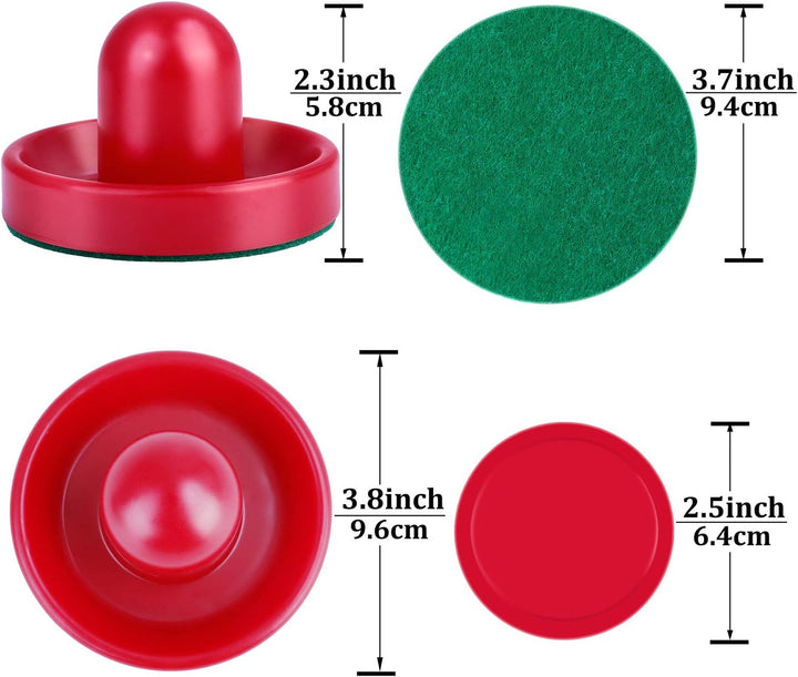 Air Hockey Accessories - Pushers, Pucks & Paddles (4 Pushers, 8 Red Pucks, 8 Green Pads)