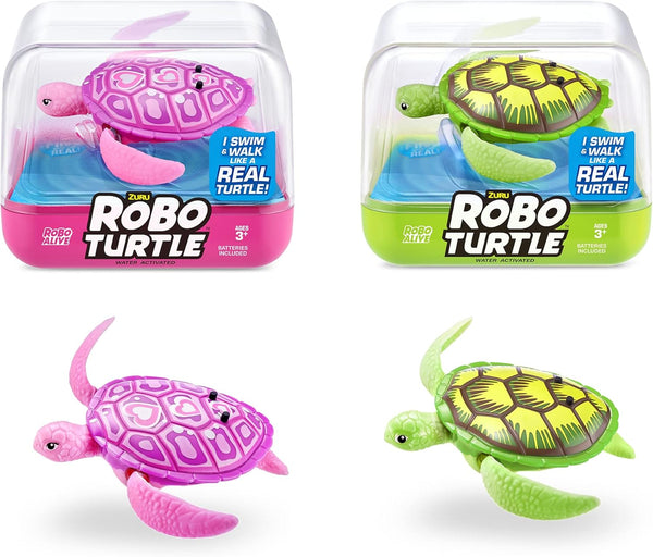 Robo Turtle Robotic Swimming Turtle (Green + Pink) by  Water Activated, Comes with Batteries, Exclusive (2 Pack)