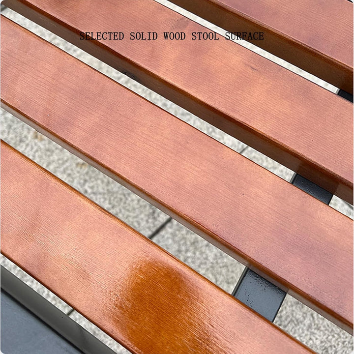 Outdoor Park Chairs, Solid Wood Backrests, Outdoor Square Leisure Benches, Galvanized Playground Community Indoor Rest Long Benches(120 * 40Cm(47.24 * 15.75In))