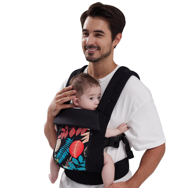 Baby Carrier Newborn to Toddler,Baby Carrier with Hip Seat,Ergonomic, Safety-Certified Baby Hip Carrier with Foldable Neck Support Pod,12 in 1 Baby Holder Carrier with Adjustable Waist Belt-Black