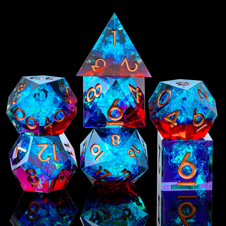 Sharp Edge DND Dice Set Handmade 7 Accessories Dice for Dungeons and Dragons TTRPG Games, Multi-Sided RPG Polyhedral Resin Sharp Edge Dice Roleplaying Games