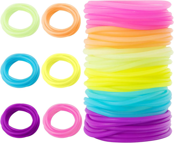 60 Jelly Bracelets 80'S Adult Size -  Neon Gummy Bracelets for Women Kids 80S Jelly Bangles Glow Silicone Bands Jewelry Wristband Rainbow Jellies Bangle Girl Colored Accessories Toy Party Favor
