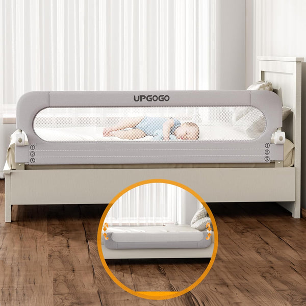 Folding Bed Rail for Toddlers,Baby Bed Rail Guard with Reinforced Anchor Safety System,Fit Bunk,Full Size,Queen,King,Twin(Grey,71"X23.6")
